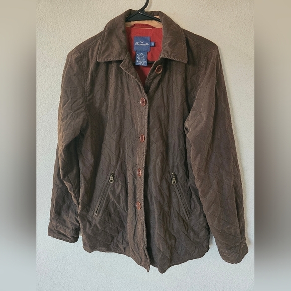 Faconnable Jacket Women XS Brown Quilted Elbow Patch Outerwear Long Sleeve - Picture 2 of 13